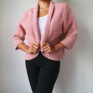 Bernardo Pink Alpaca and Wool Open Front Cardigan